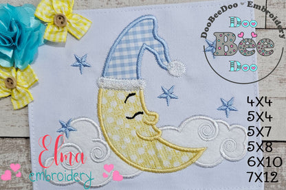 Sleepy Moon Boy - Applique - Machine Embroidery Design