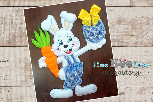 Cute Happy Bunny Vase Ornament - ITH Project - Machine Embroidery Design