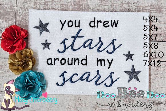 You Drew Stars Around my Scars Taylor Swift - Fill Stitch - Machine Embroidery Design