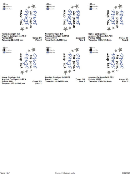 You Drew Stars Around my Scars Taylor Swift - Fill Stitch - Machine Embroidery Design