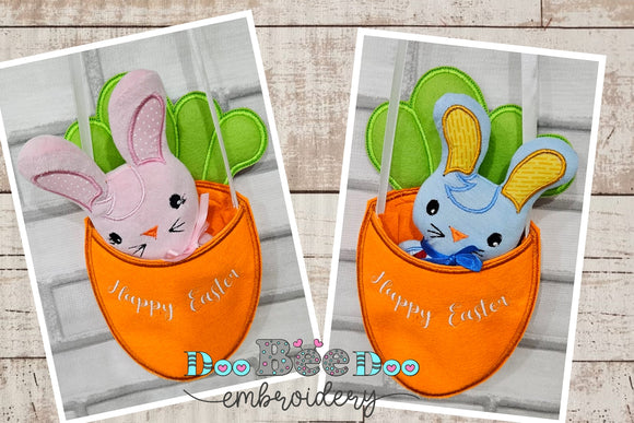 Carrot Bag with Rabbit - ITH Project - Machine Embroidery Design