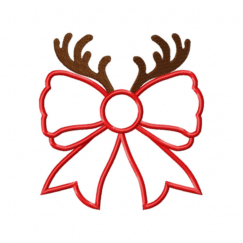 Christmas Coquette Bow Reindeer - Applique - Machine Embroidery Design