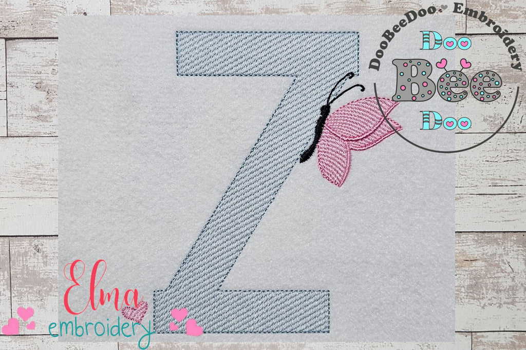 Monogram Z Letter Z Butterfly - Rippled Stitch