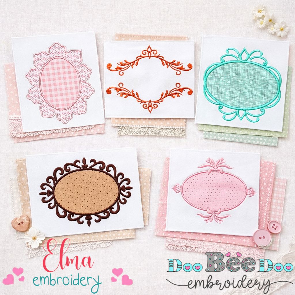 Elegant Frame Collection – Appliqué & Fill Stitch – Machine Embroidery Design