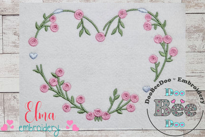 Floral Heart Frame - Fill Stitch