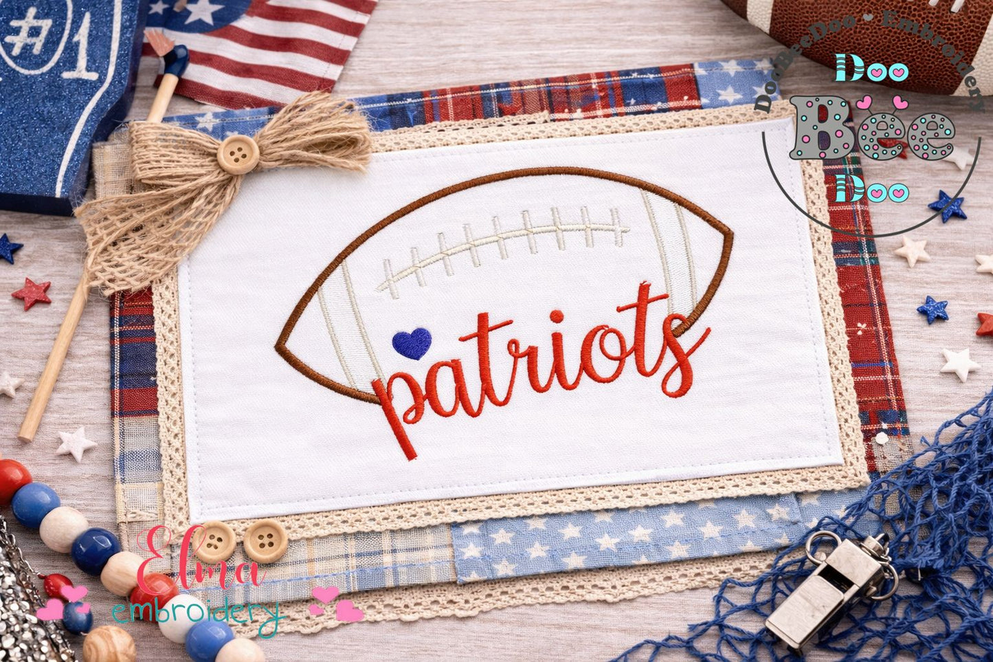 Football Patriots Ball - Fill Stitch - Machine Embroidery Design