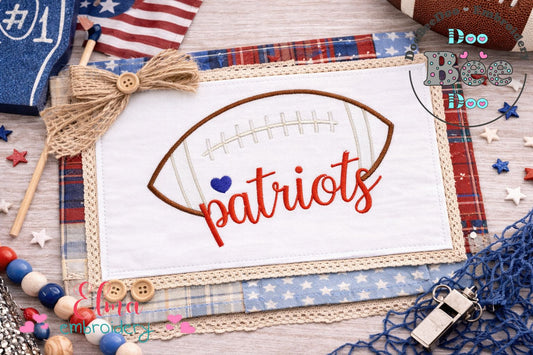 Football Patriots Ball - Fill Stitch - Machine Embroidery Design