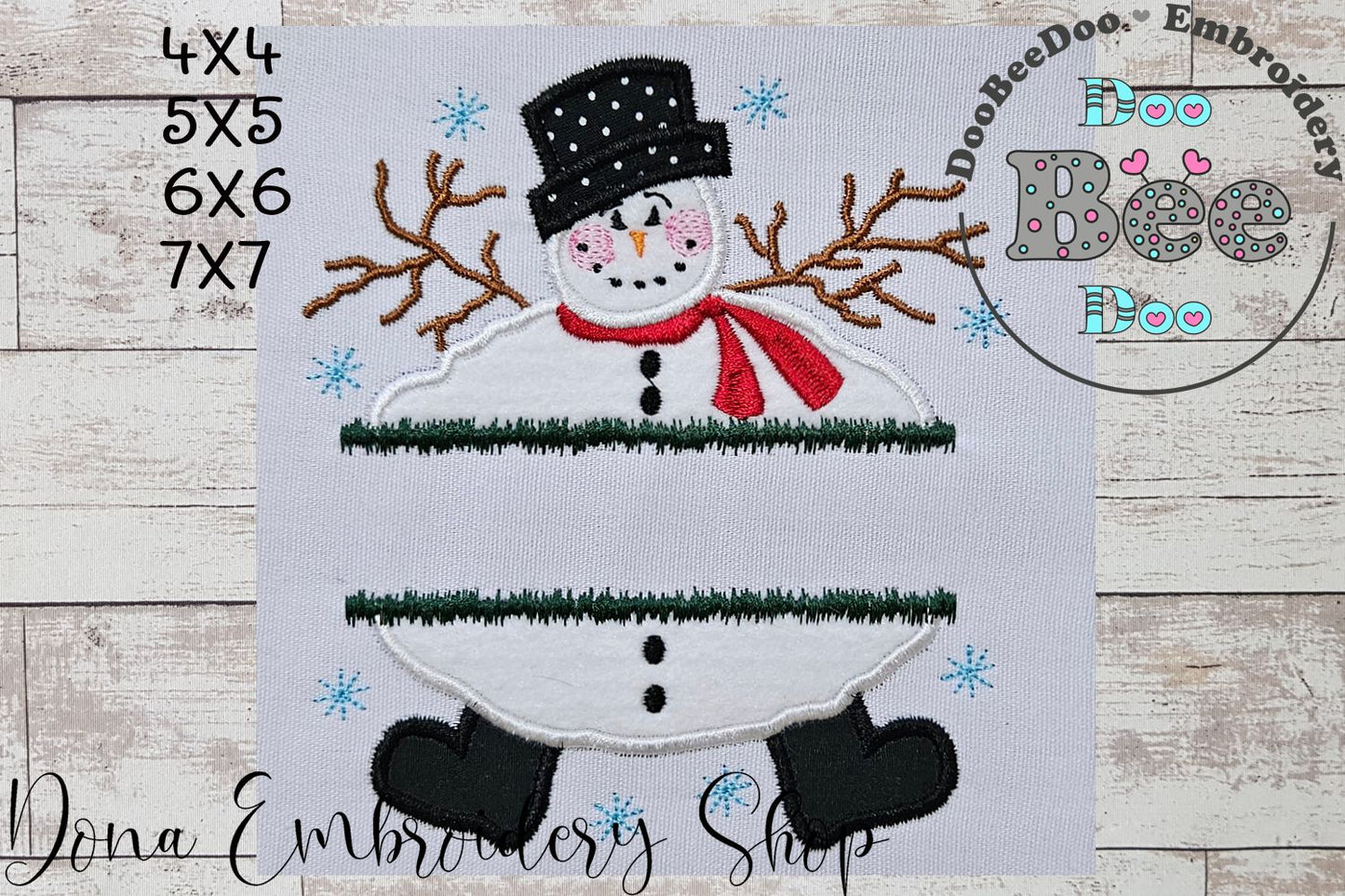 Split Snowman - Applique - Machine Embroidery Design