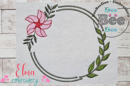 Floral Rounded Frame - Fill Stitch