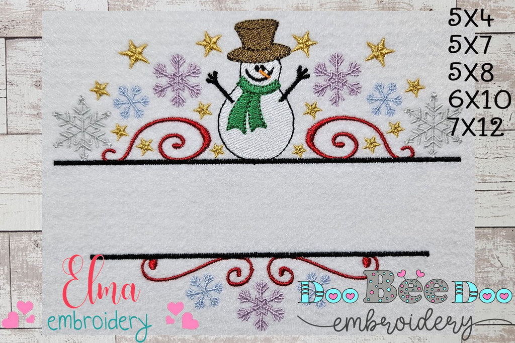 Family Christmas Split Monogram - Fill Stitch - Machine Embroidery Design