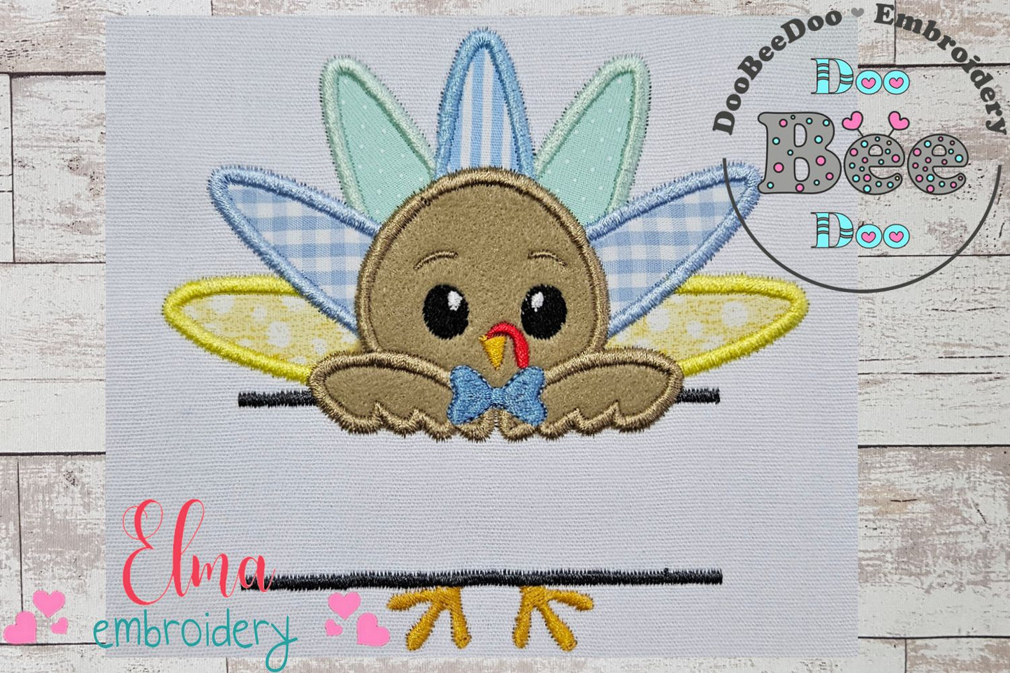 Split Thanksgiving Turkey Boy - Applique Embroidery