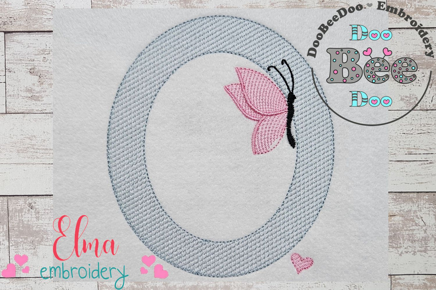 Monogram O Letter O Butterfly - Rippled Stitch