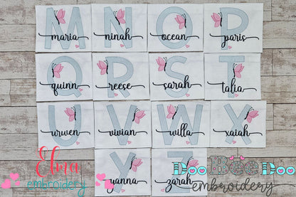 Monogram A-Z Letters A-Z Butterfly - Rippled Stitch
