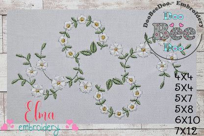 Little Flowers Floral Frame - Fill Stitch - Machine Embroidery design