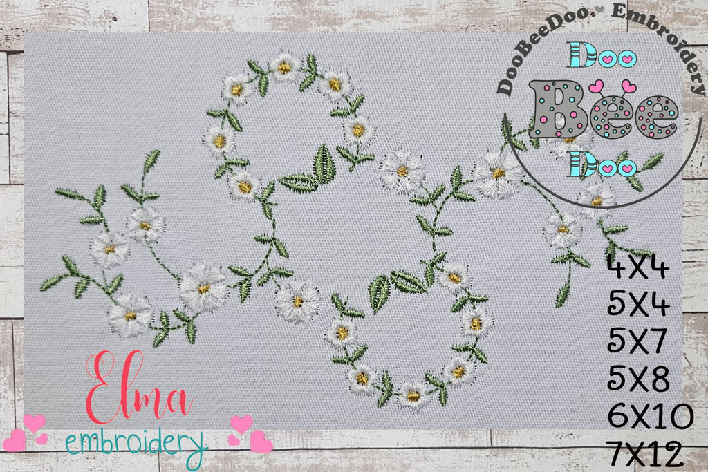 Little Flowers Floral Frame - Fill Stitch Embroidery