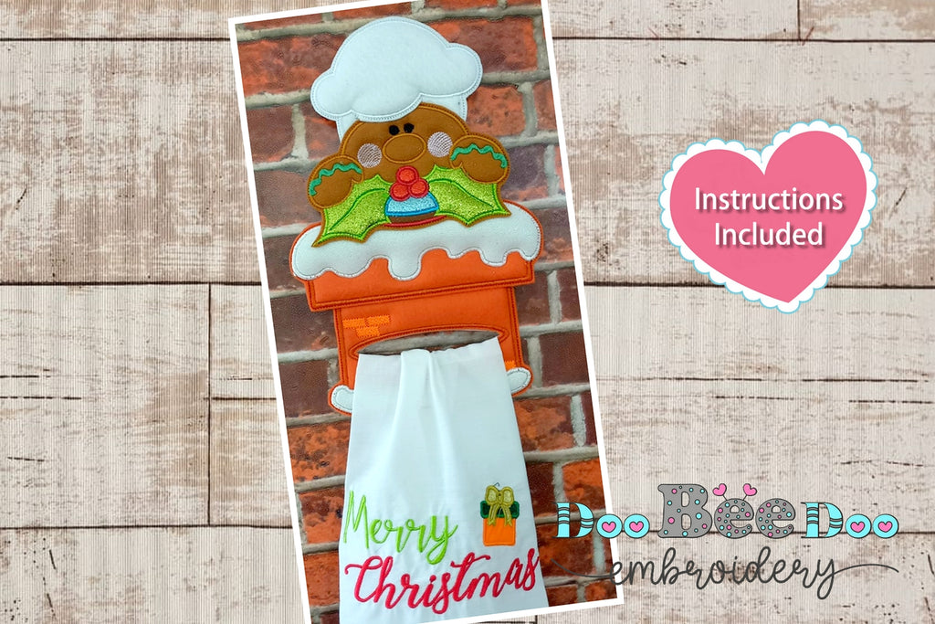 Gingerbread dish towel holder - ITH Project - Machine Embroidery Design