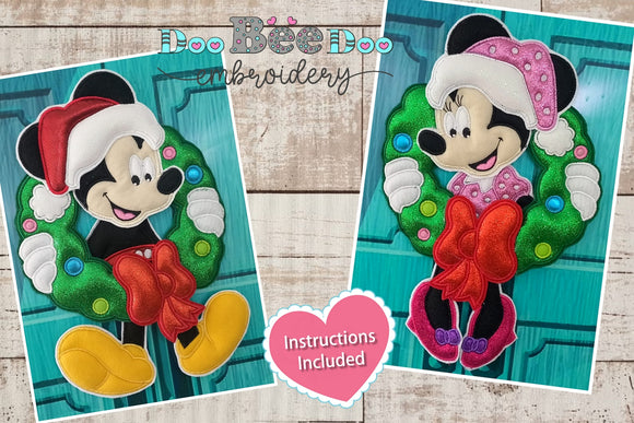 Minnie and Mickey Wreath Set - ITH Project - Machine Embroidery Design