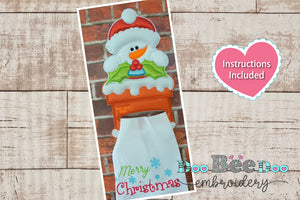 Snowman dish towel holder - ITH Project - Machine Embroidery Design