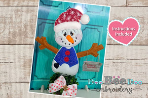 Snowman with Merry Cristmas Sign - ITH Project - Machine Embroidery Design