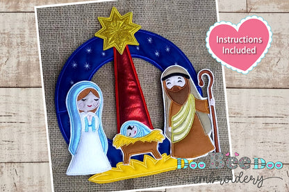 Christmas Nativity Wreath - ITH Project - Machine Embroidery Design
