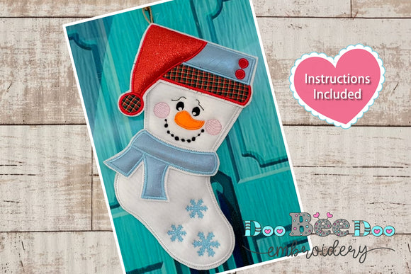 Snowman Christmas Stocking - ITH Applique - Machine Embroidery Designs