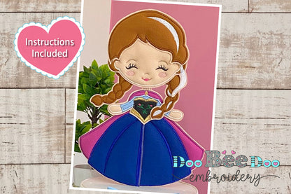 Princess Anna Frozen Ornament - ITH Project - Machine Embroidery Design
