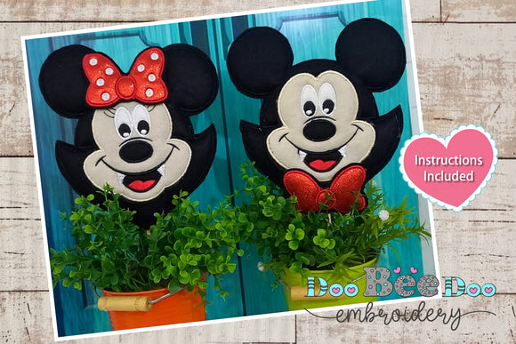 Mickey and Minnie Vampire - ITH Project - Machine Embroidery Design