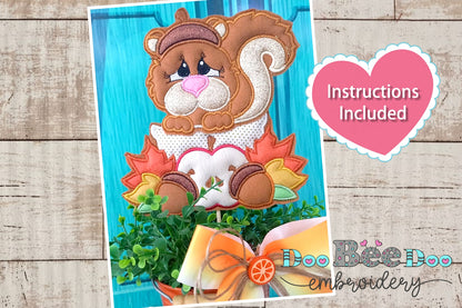 Squirrel With Nuts - ITH Project - Machine Embroidery Design