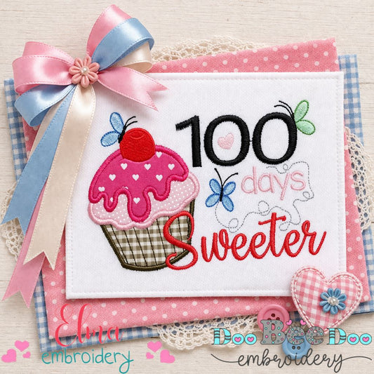 Sweet 100 Days Cupcake Celebration - Appliqué – Machine Embroidery Design