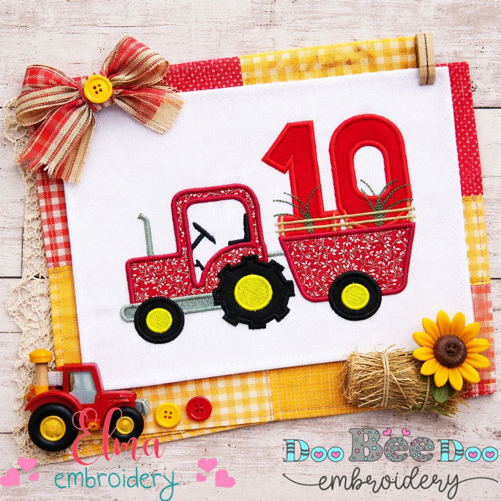 Tractor Number Ten - Appliqué - Machine Embroidery Design