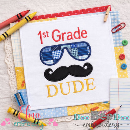 1st Grade Dude - Appliqué - Machine Embroidery Design