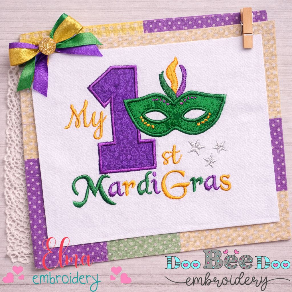 My 1st Mardi Gras Mask - Appliqué - Machine Embroidery Design