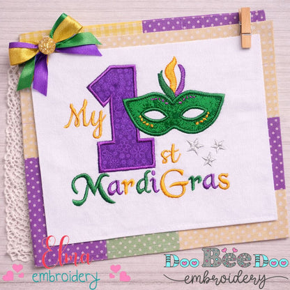 My 1st Mardi Gras Mask - Appliqué - Machine Embroidery Design