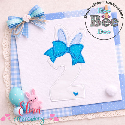 Bunny Number 2 with Bow - Appliqué – Machine Embroidery Design