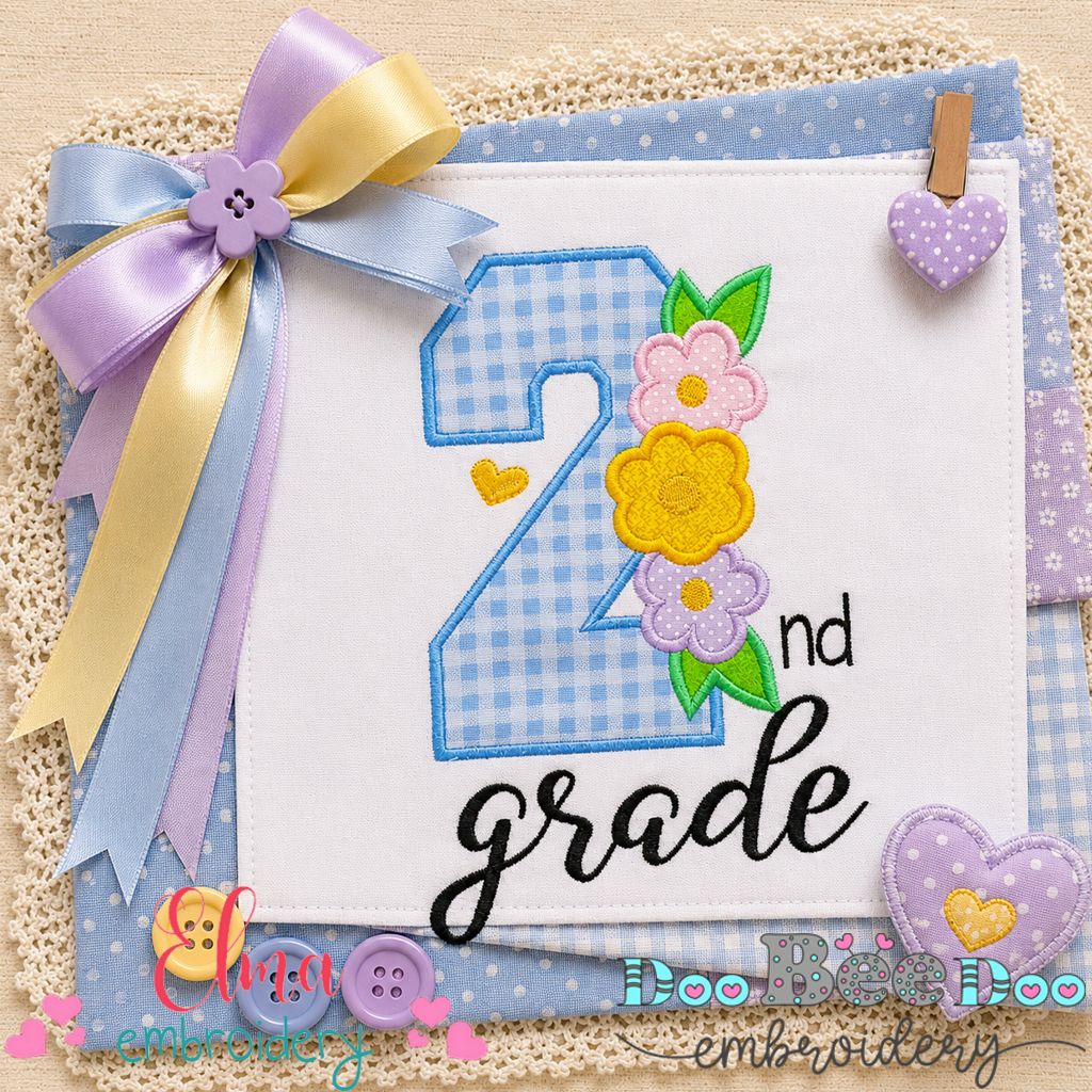 Second Grade Flowers - Appliqué - Machine Embroidery Design
