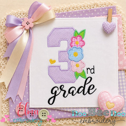 Third Grade Flowers - Appliqué - Machine Embroidery Design