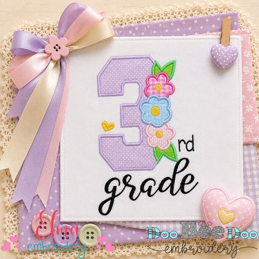 Third Grade Flowers - Appliqué - Machine Embroidery Design