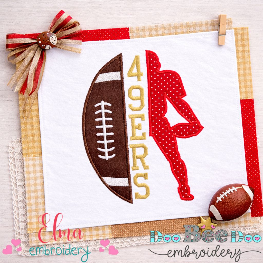 Football Player 49ers Style - Appliqué - Machine Embroidery Design
