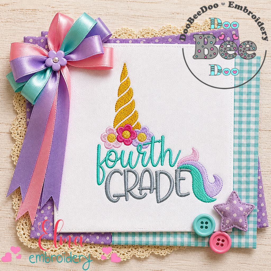 Fourth Grade Unicorn Magic – Fill Stitch – Machine Embroidery Design
