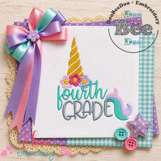 Fourth Grade Unicorn Magic – Fill Stitch – Machine Embroidery Design