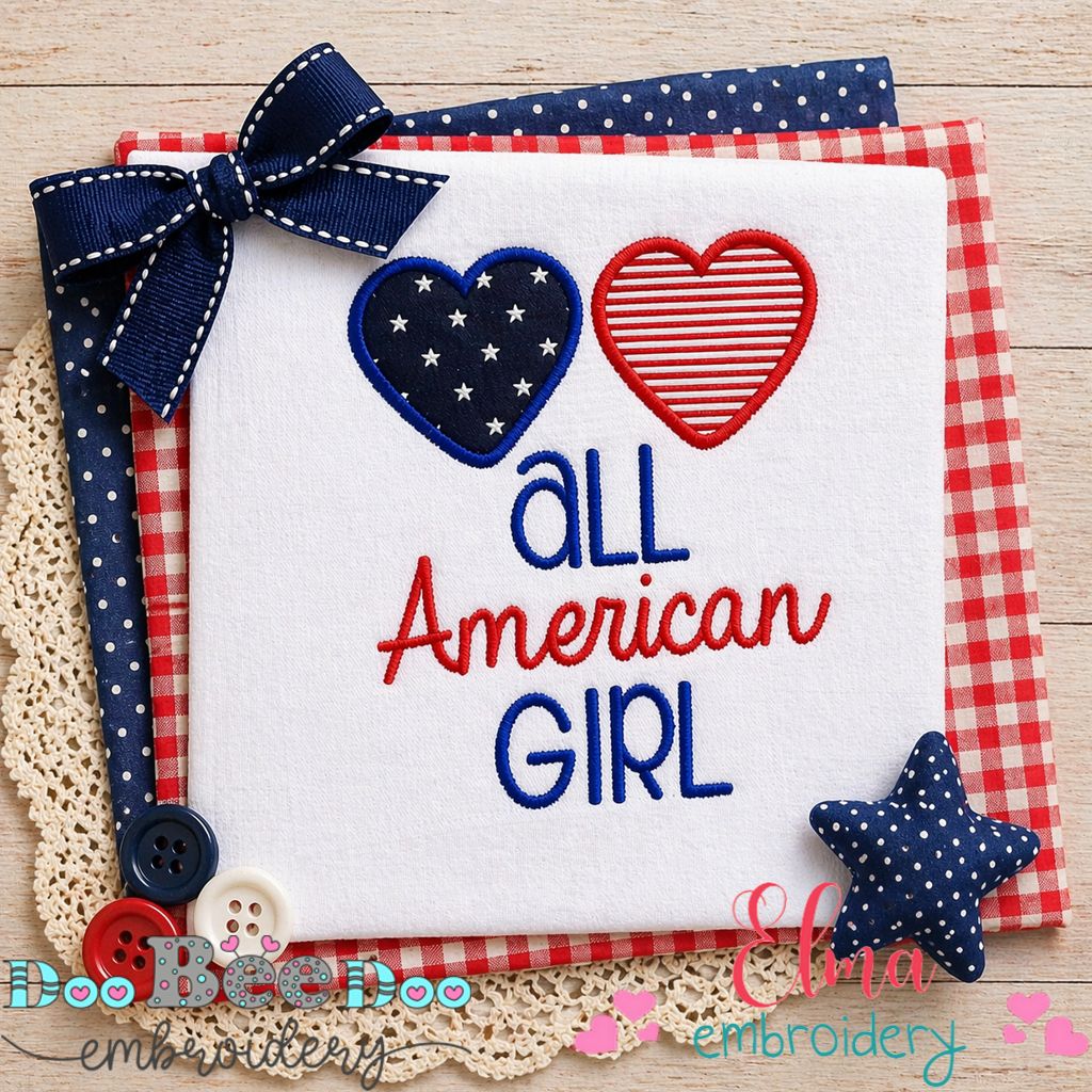 All American Girl - Appliqué - Machine Embroidery Design