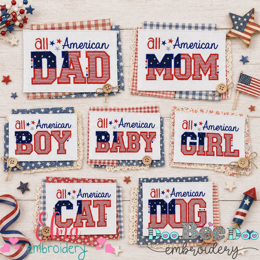 All American Family Set – Appliqué – Machine Embroidery Design