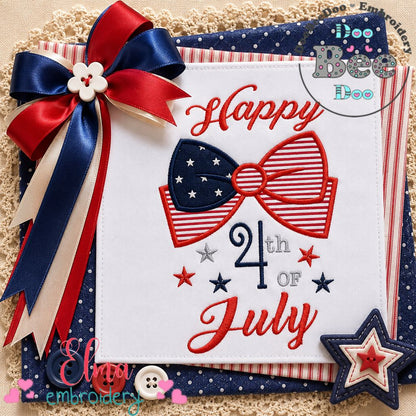 Patriotic Celebration Bow - Appliqué - Machine Embroidery Design