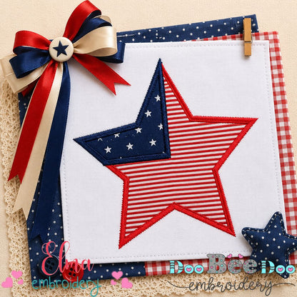 Patriotic Star - Appliqué - Machine Embroidery Design