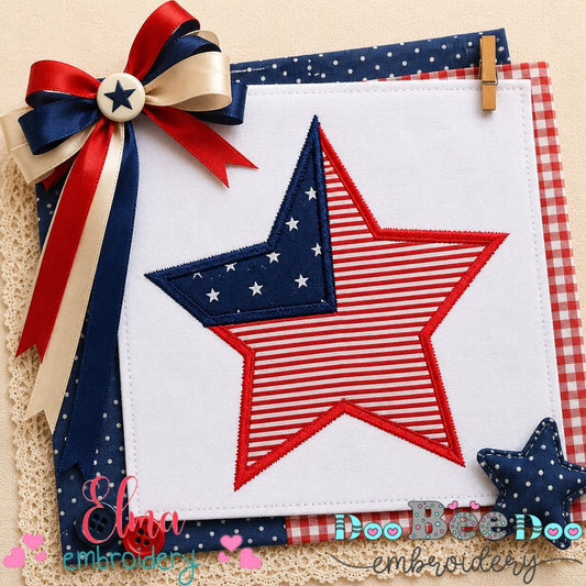 Patriotic Star - Appliqué - Machine Embroidery Design