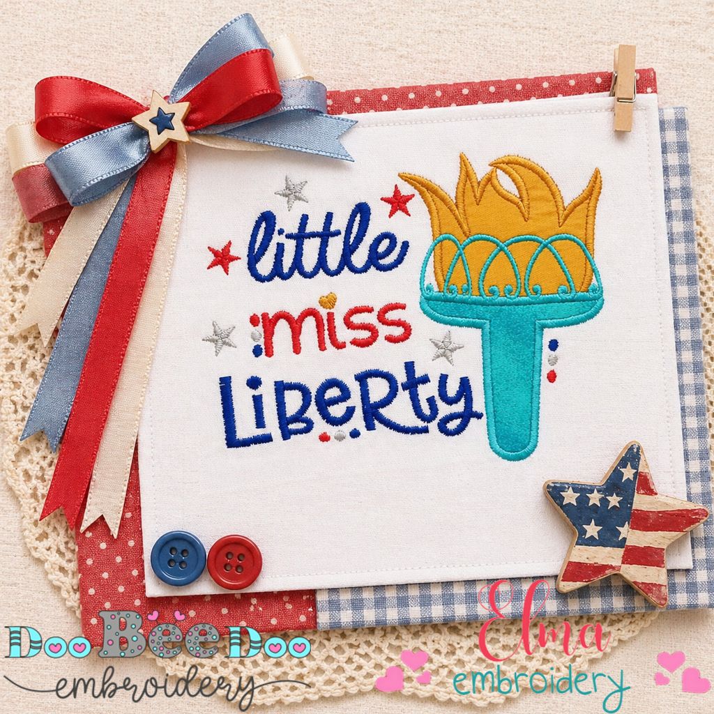 Little Miss Liberty - Appliqué – Machine Embroidery Design