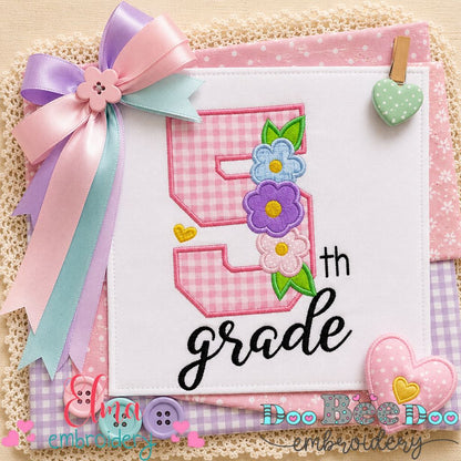 Fifth Grade Flowers - Appliqué - Machine Embroidery Design