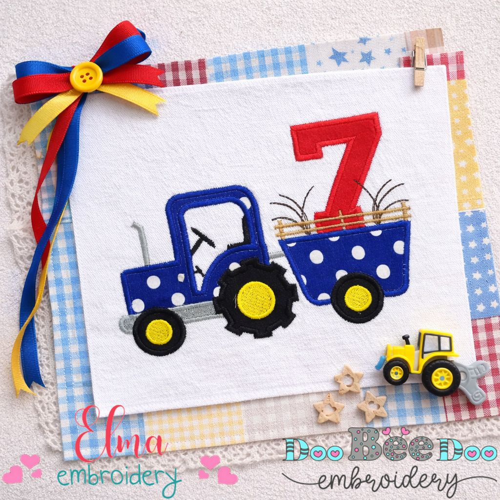 Tractor Number Seven - Appliqué - Machine Embroidery Design