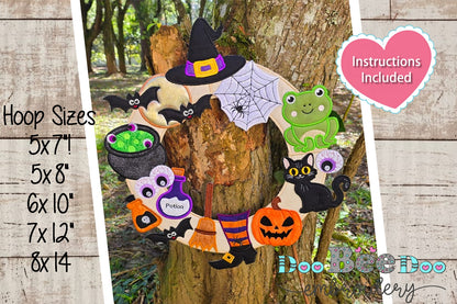 Halloween Elements Wreath – ITH Project – Machine Embroidery Design