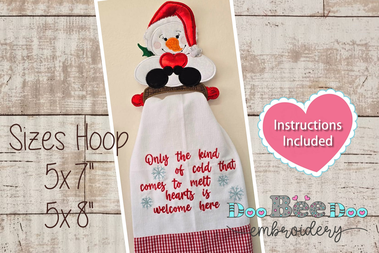 Snowman Towel Holder – ITH Project – Machine Embroidery Design